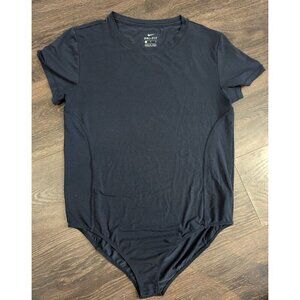 Nike Womens Crew Neck Short Sleeve Fitted Bodysuit Size M Blue/Black Athleisu…
